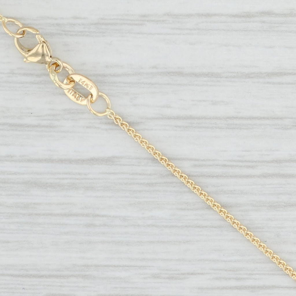 Light Gray New Spiga Wheat Chain Necklace 14k Yellow Gold 18" 0.9mm Italian Lobster Clasp