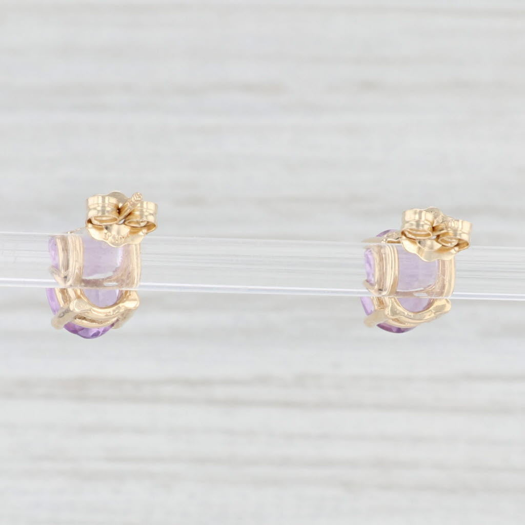 Light Gray 2.05ctw Oval Amethyst Stud Earrings 14k Yellow Gold February Birthstone