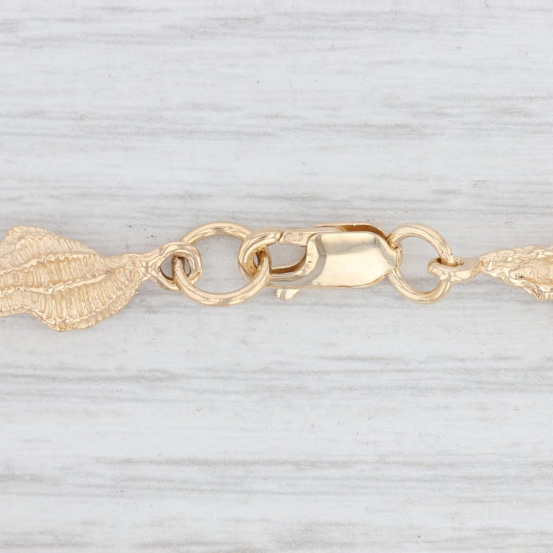 Nautical Shell Bracelet 14k Yellow Gold Seashell Conch Sand Dollar Starfish 6.5"