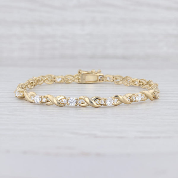 New CZ Tennis Bracelet Sterling Silver Gold Plated Cubic Zirconias 7.25" 4.6mm