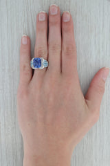 Dark Gray 9.82ctw Lab Created Sapphire Diamond Topaz Ring 18k White Gold Size 8 Cocktail