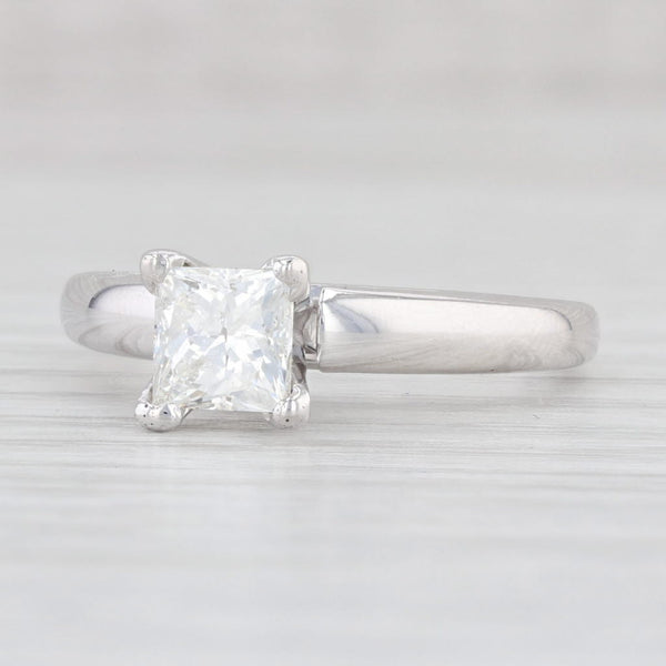 Light Gray GIA 0.99ct Princess Square Diamond Solitaire Engagement Ring 14k White Gold Sz 7