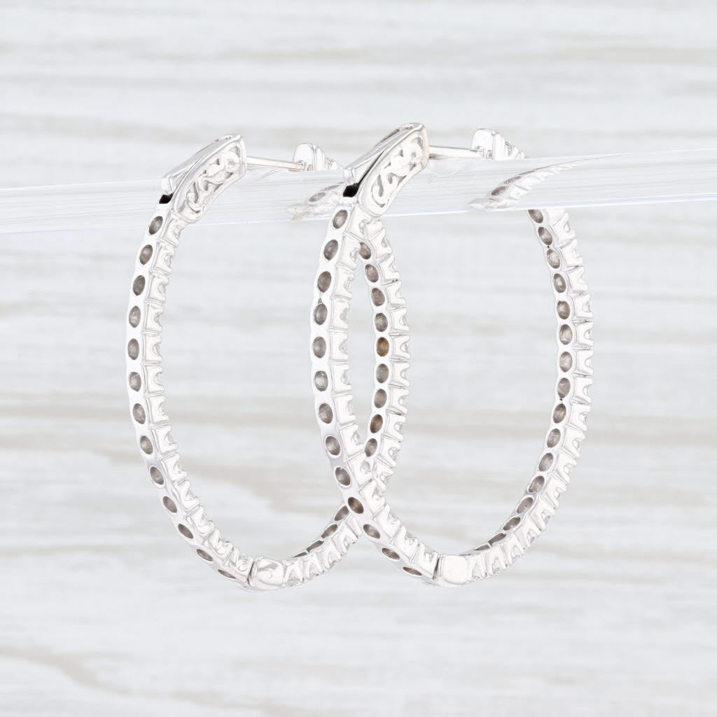 Lavender New 1.97ctw Diamond InsideOut Hoop Earrings 14k White Gold Pierced Oval Hoops