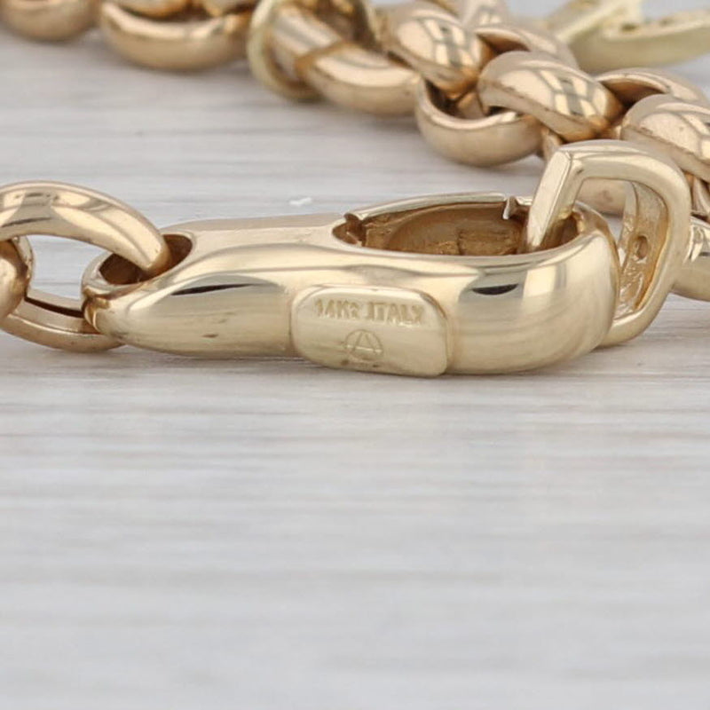 0.50ctw Heart Peace Sign Support Ribbon Charm Cable Chain Bracelet 14k Gold 7.5"
