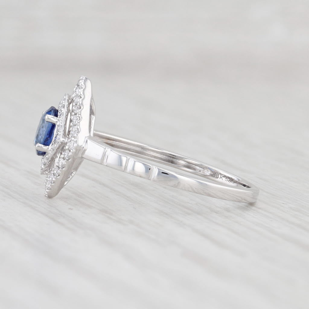 Light Gray New 0.65ctw Blue Sapphire Diamond Halo Ring 14k White Gold Size 6.75 Engagement