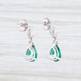 New Synthetic Emerald White Sapphire Drop Earrings 10k White Gold Teardrop