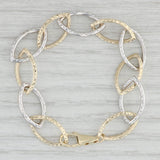 Light Gray 6.5" Marquise Link Cable Chain Bracelet 14k Yellow White Gold 11.4mm
