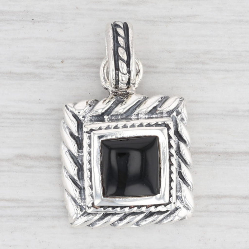 New Black Resin Pendant 925 Sterling Silver B12682