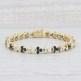 La Triomphe 6ctw Sapphire Diamond Cluster Tennis Bracelet 18k Yellow Gold 7”
