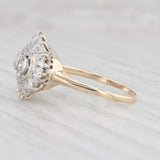 Art Deco 1.03ctw Diamond Halo Ring 14k Gold Platinum Size 6.25