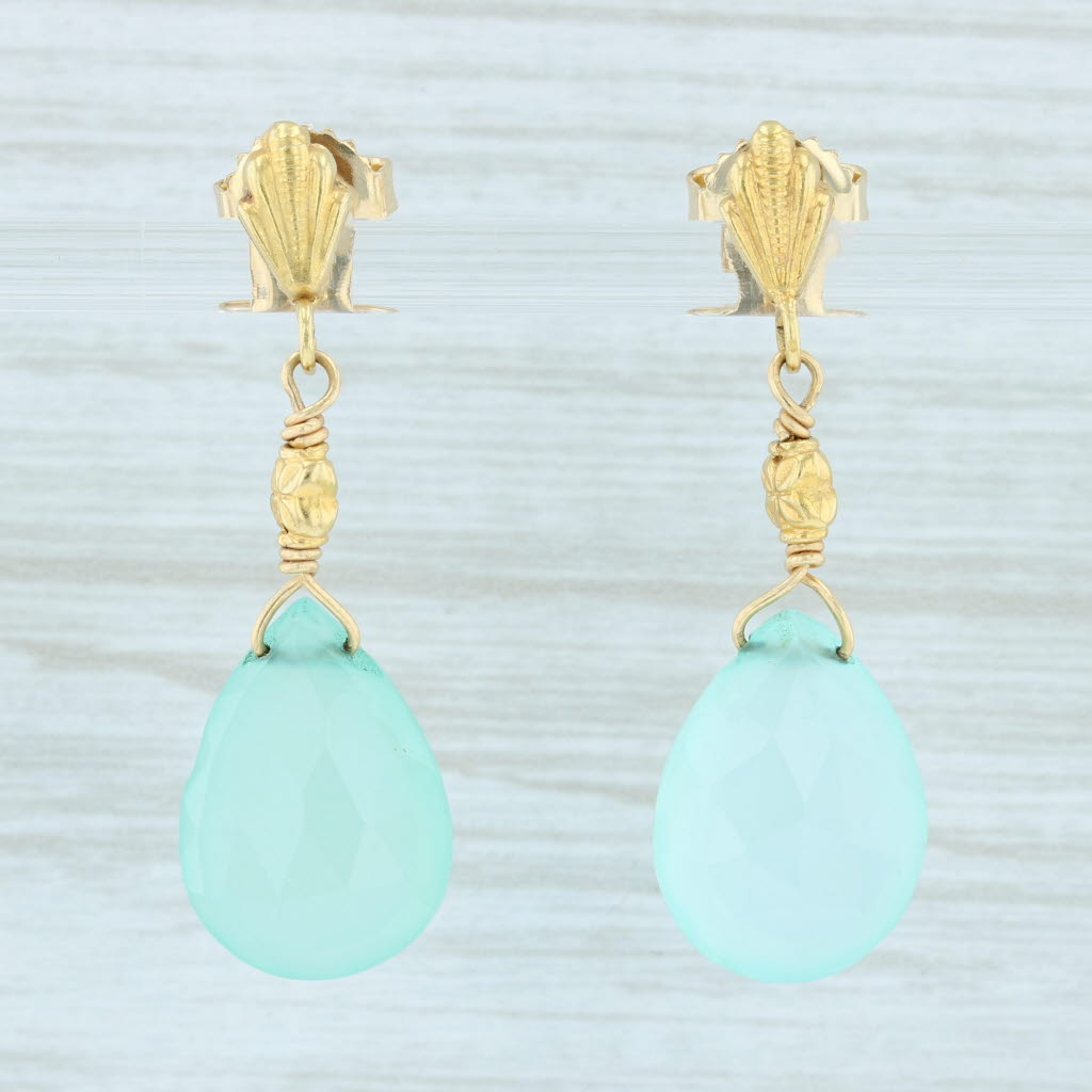 Light Gray Chalcedony Briolette Teardrop Earrings 18k Yellow Gold Dangle Nordstrom