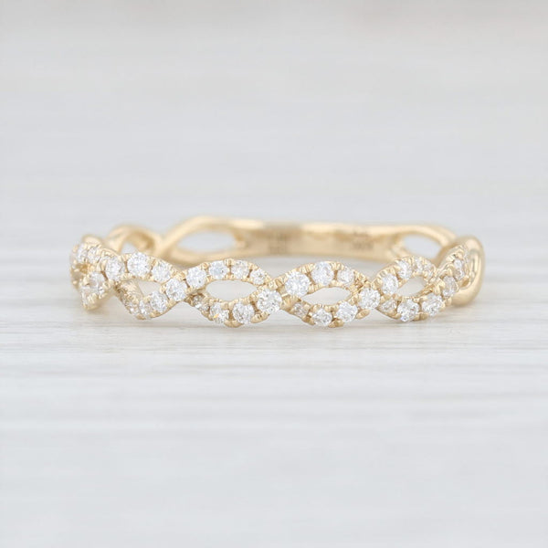 Light Gray New 0.25ctw Diamond Weave Stackable Ring 14k Yellow Gold Size 7.25 Wedding Band