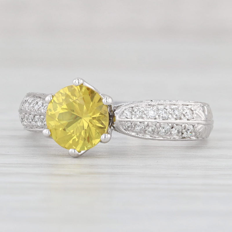 2.84ctw Yellow Sapphire Diamond Engagement Ring 18k White Gold Size 7 Oasis