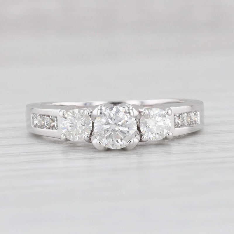 Light Gray 0.92ctw 3Stone Diamond Engagement Ring 14k White Gold Size 6.5 Round Cut