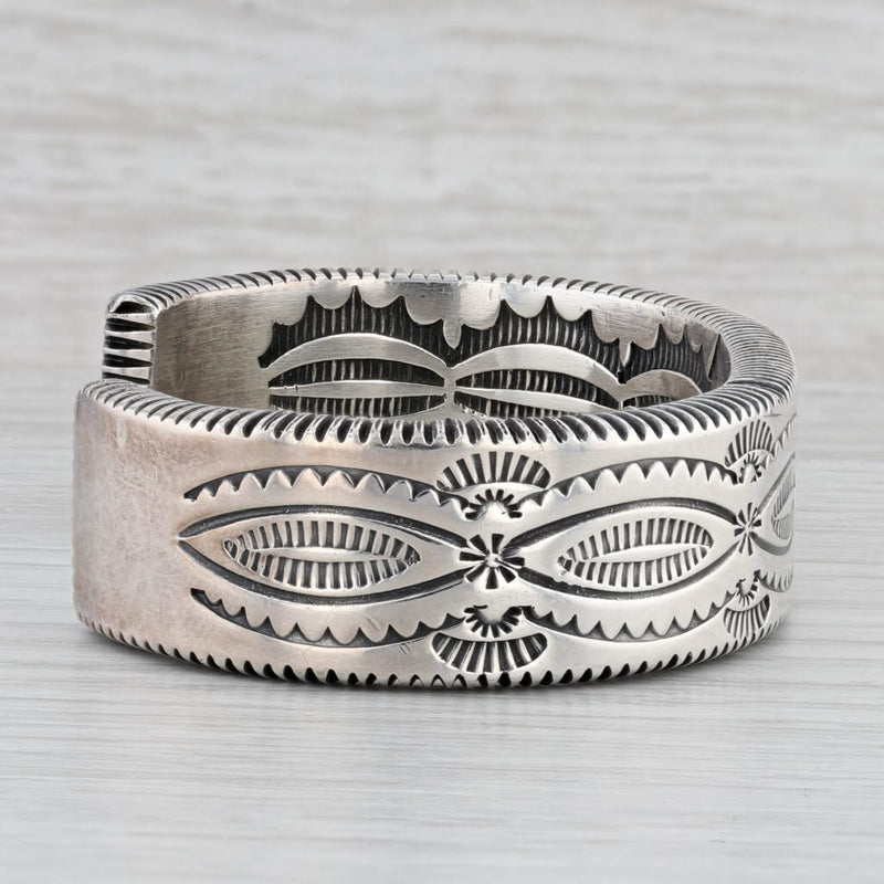 Gray Native American Stamped Pattern Cuff Bracelet Sterling Silver Alice McShirley