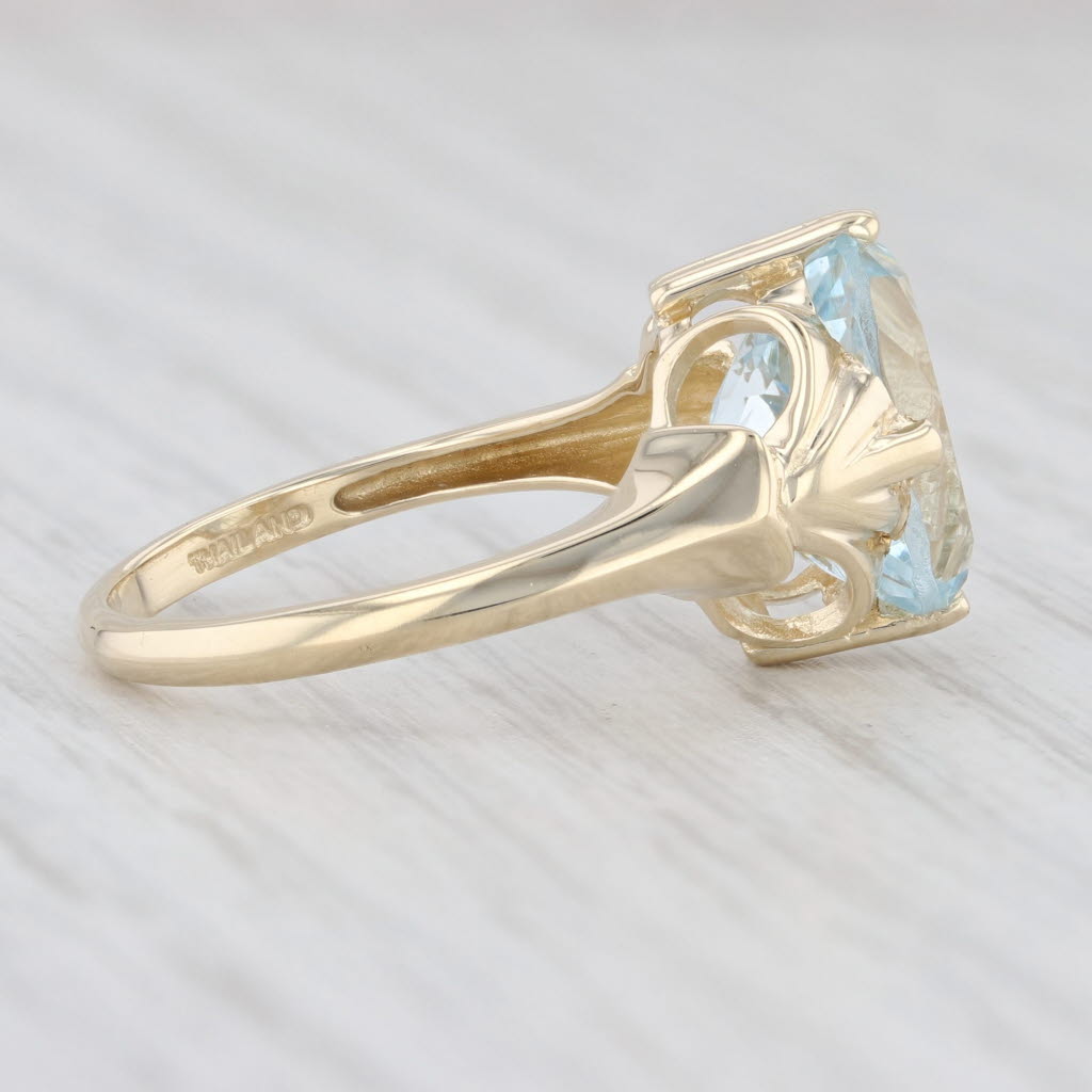 Light Gray 3.45ct Aquamarine Ring 14k Yellow Gold Oval Solitaire March Birthstone