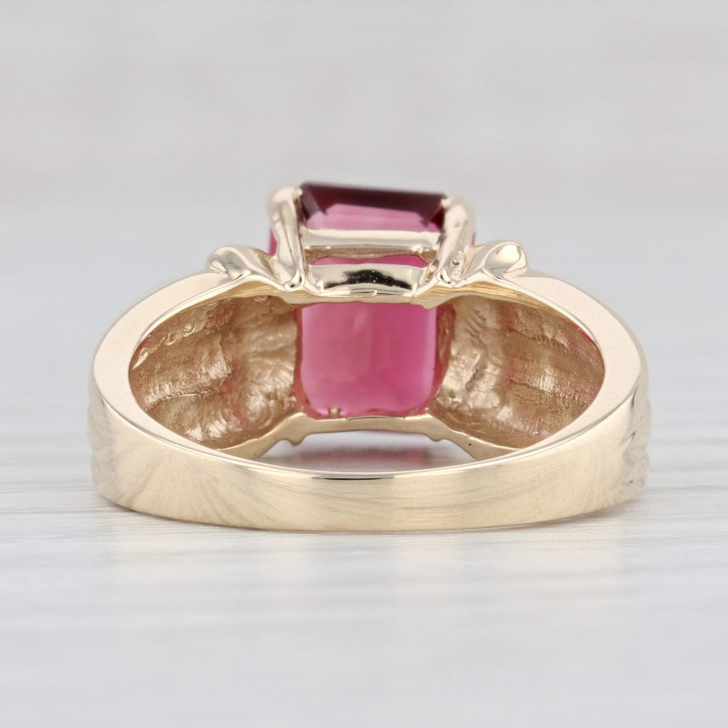 Light Gray 3.25ct Rubellite Tourmaline Solitaire Ring 14k Yellow Gold Size 6.75