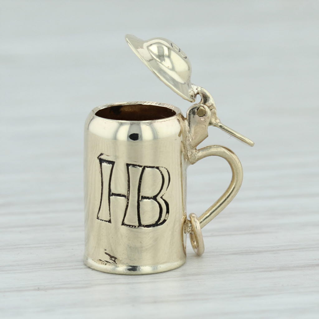 Light Gray Hofbrauhaus "HB" Stein Charm 8k Gold Las Vegas Souvenir German Beer Hall