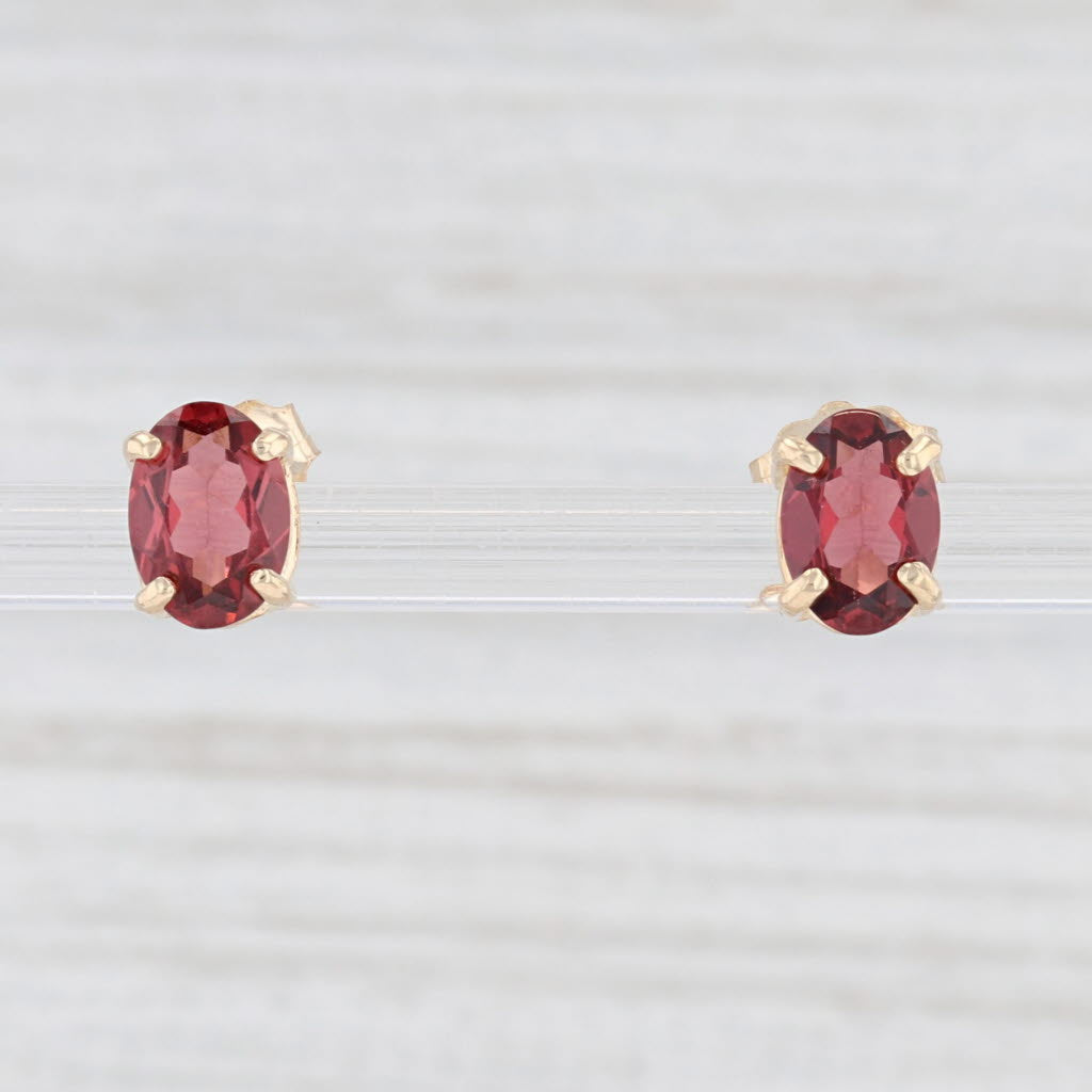 Light Gray New 1.70ctw Oval Garnet Stud Earrings 14k Yellow Gold January Birthstone