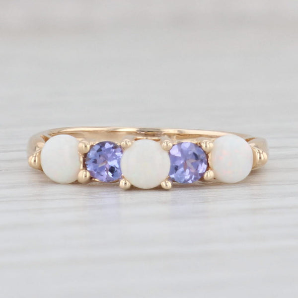 Light Gray Tanzanite Synthetic Opal Ring 14k Yellow Gold Size 7.25 Gemstone Stackable Band