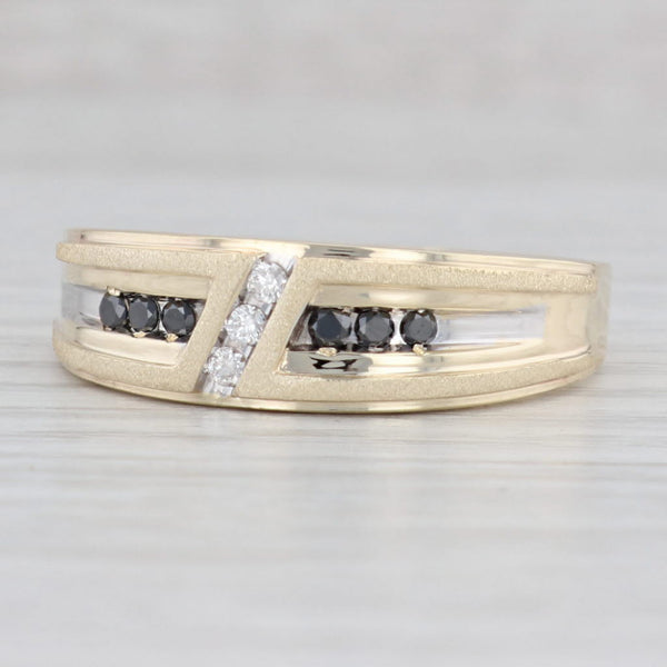 Light Gray 0.20ctw Black & White Diamond Men's Ring 10k Yellow Gold Size 14.75 Wedding Band