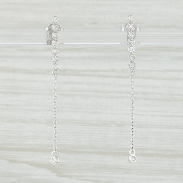 Light Gray New 0.20ctw Diamond Dangle Journey Earrings 14k White Gold Pierced Drops