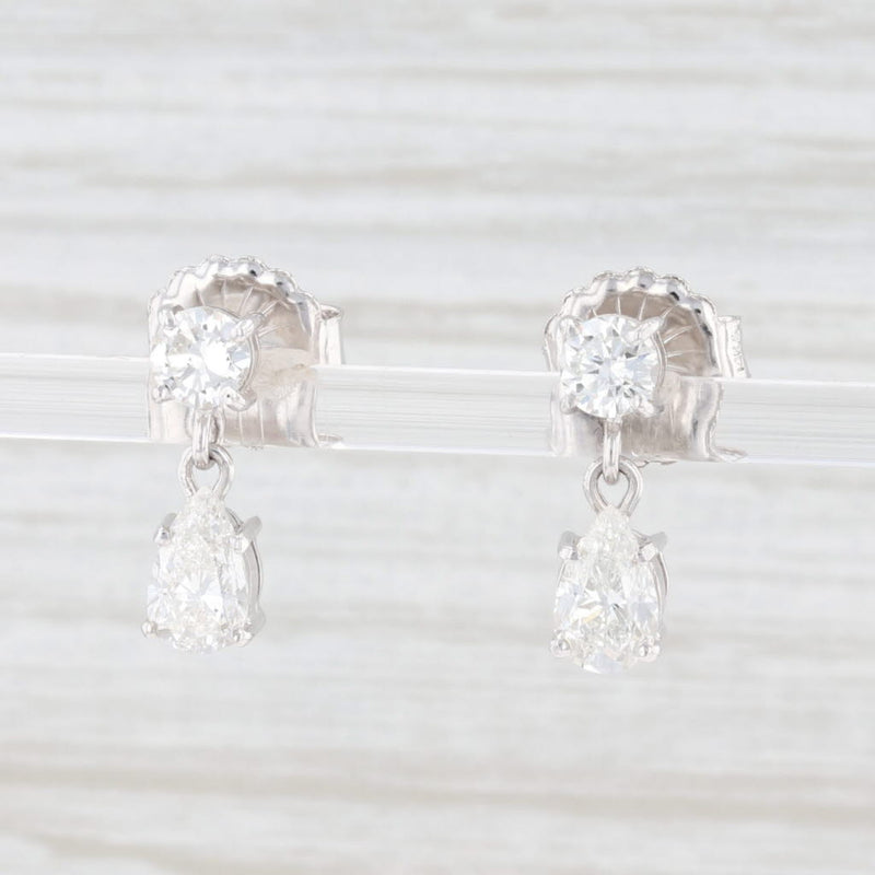 2.21ctw Diamond Teardrop Earrings 14k White Gold Pierced Dangle Round & Pear