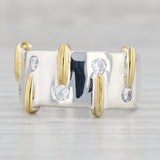 Light Gray 0.30ctw Cubic Zirconia Abstract Ring Sterling Silver Gold Plated Accents Sz 5.5
