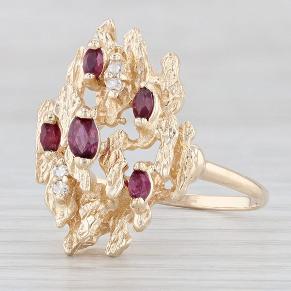 Light Gray 0.39ctw Ruby Diamond Cocktail Ring 14k Yellow Gold Size 10.25