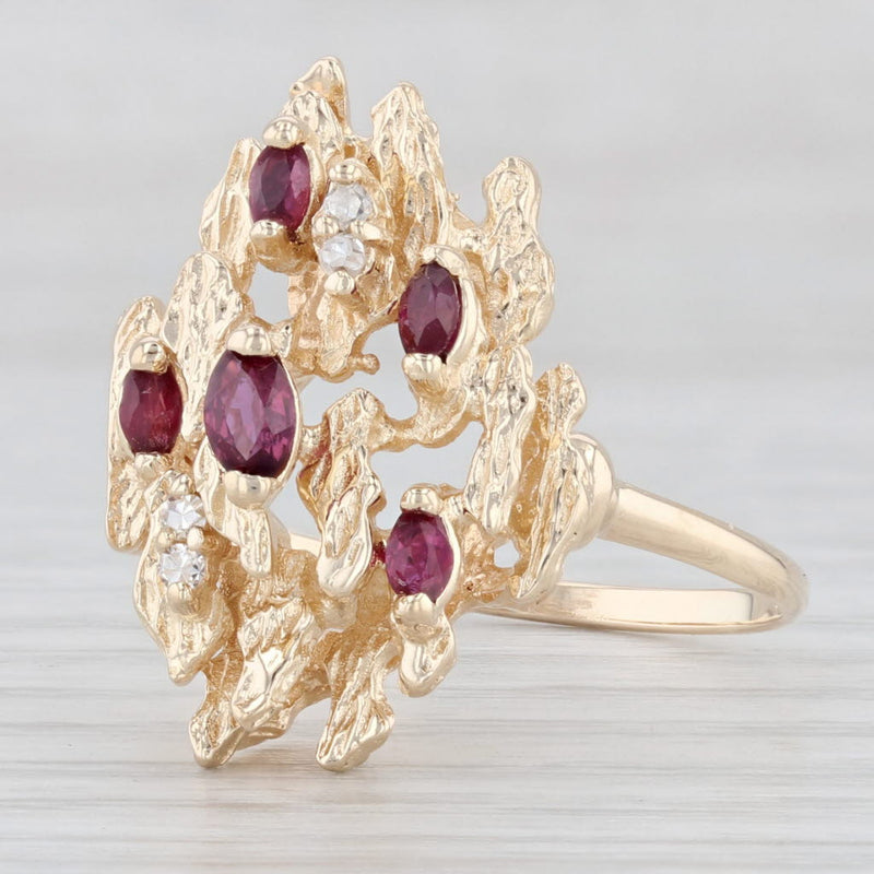 Light Gray 0.39ctw Ruby Diamond Cocktail Ring 14k Yellow Gold Size 10.25