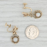 Vintage Opal Dangle Earrings 14k Yellow Gold Screw Back Non Pierced