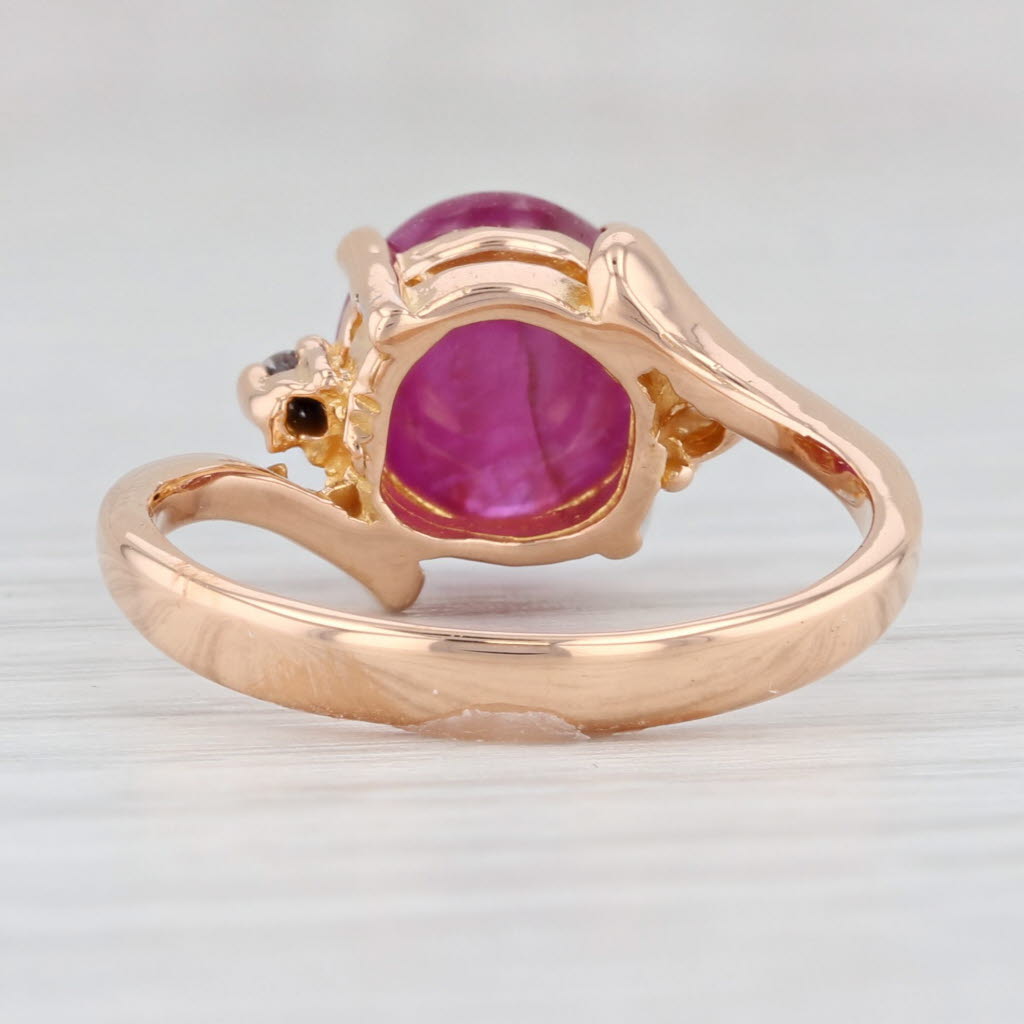 Light Gray 4.05ctw Oval Cabochon Ruby Diamond Ring 21k Rose Gold Size 6.5