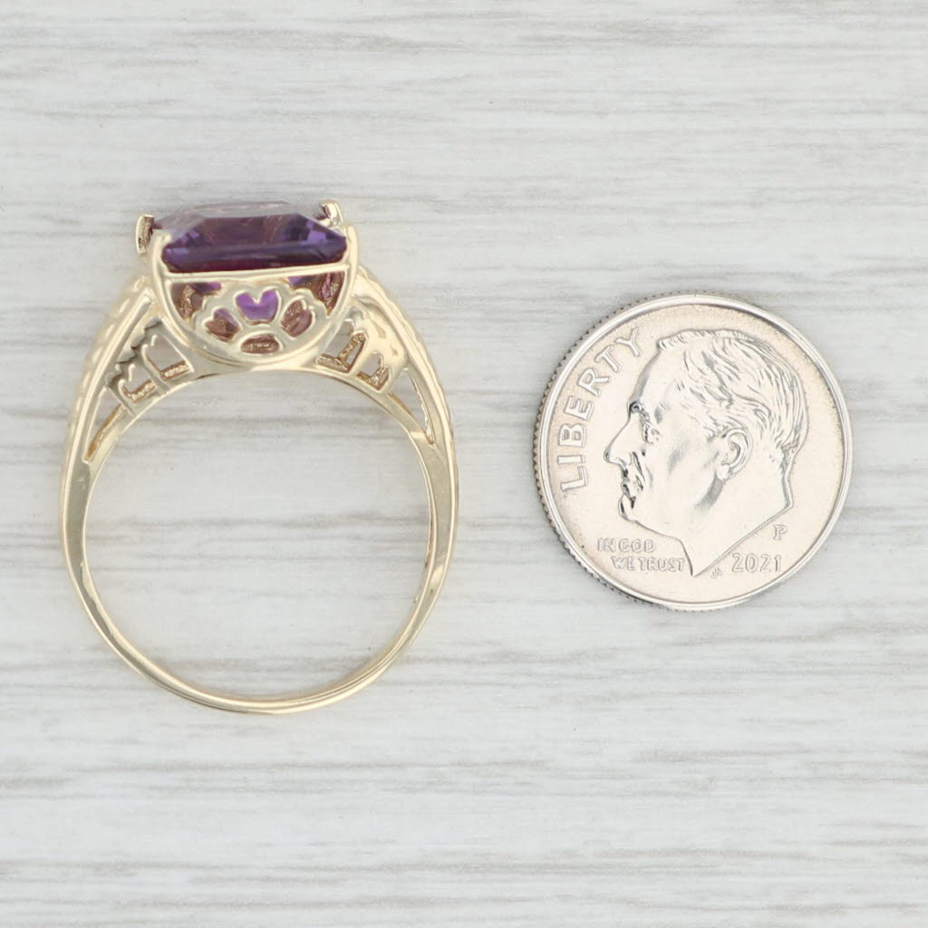 Light Gray 4.60ct Amethyst Solitaire Ring 14k Yellow Gold Size 8.75 Heart Bridge