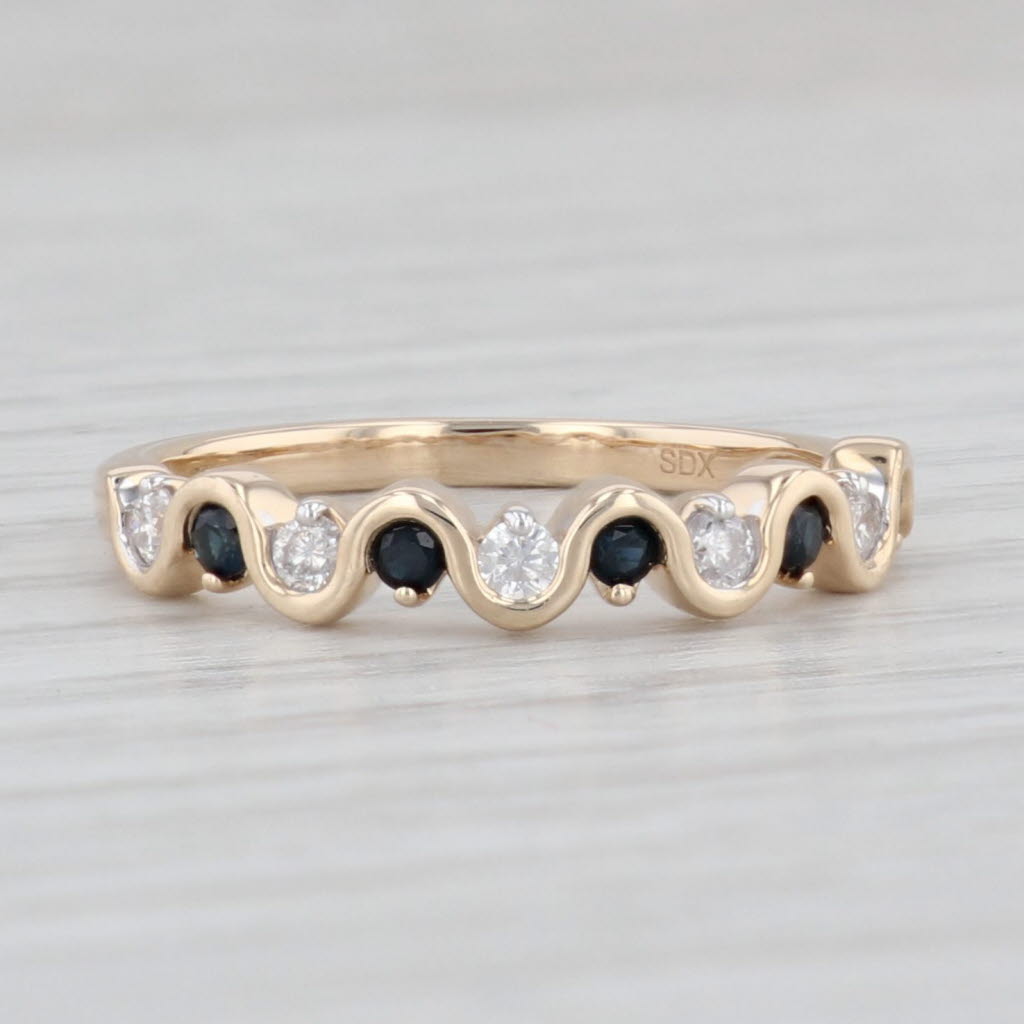 Light Gray New 0.30ctw Diamond Sapphire Stackable Band 10k Yellow Gold Size 7 Wedding Ring