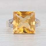 6.85ct Citrine Square Diamond Ring 14k Yellow Gold Size 6 Cocktail