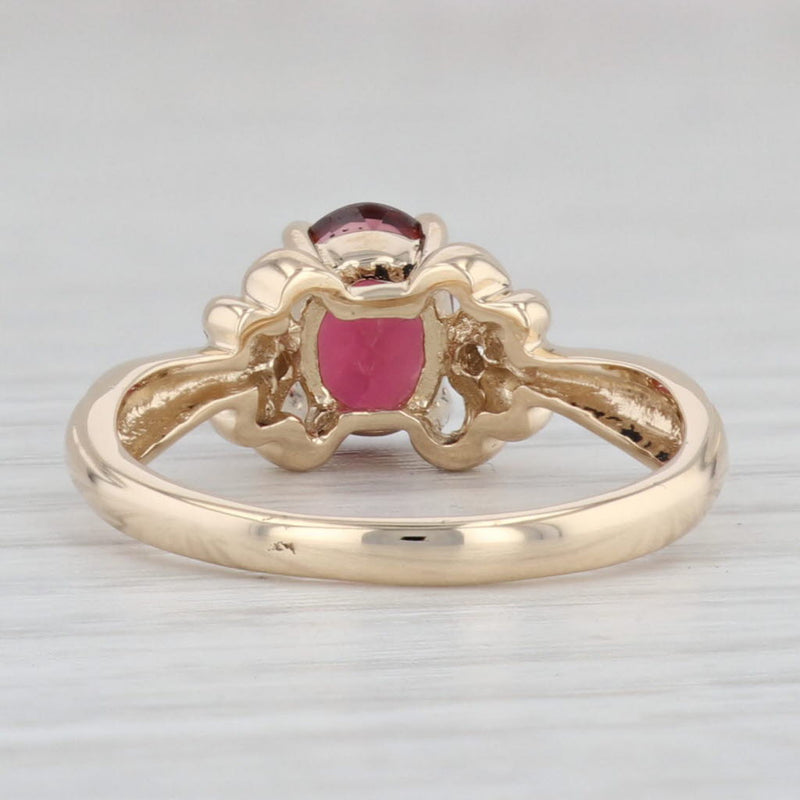 1.11ctw Oval Pink Tourmaline Diamond Ring 14k Yellow Gold Size 6.5