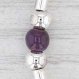 Light Gray New Purple Glass Stretch Bead Bracelet Sterling Silver 8" Italy