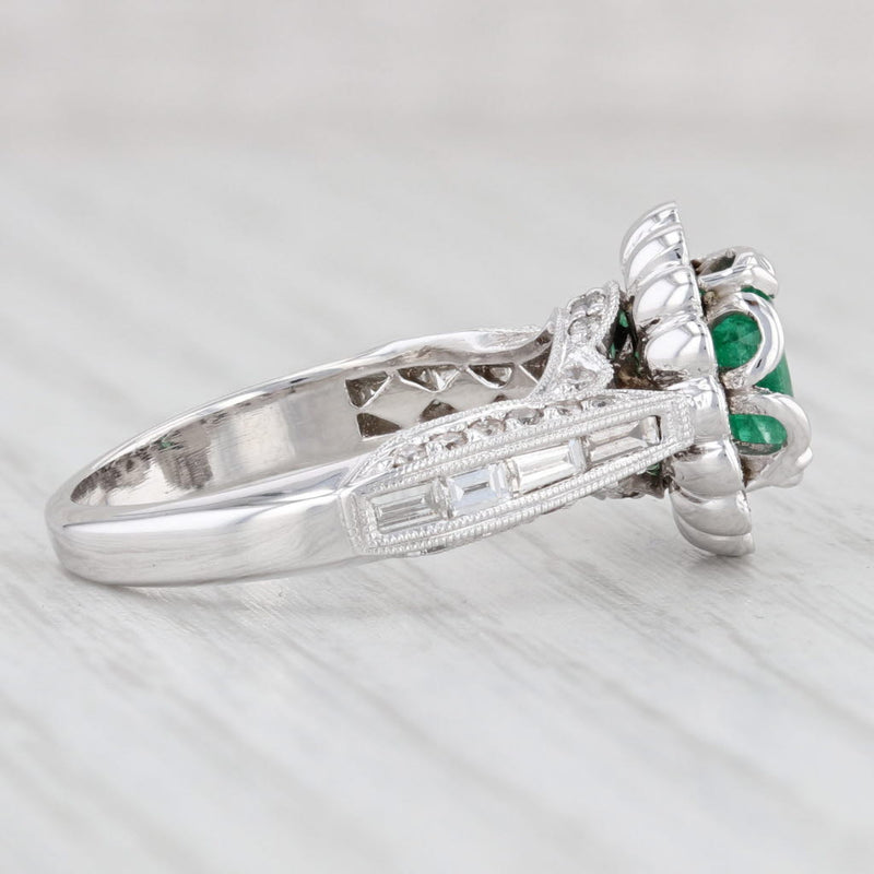 1.97ctw Oval Emerald Diamond Halo Engagement Ring 18k White Gold Size 7 GIA