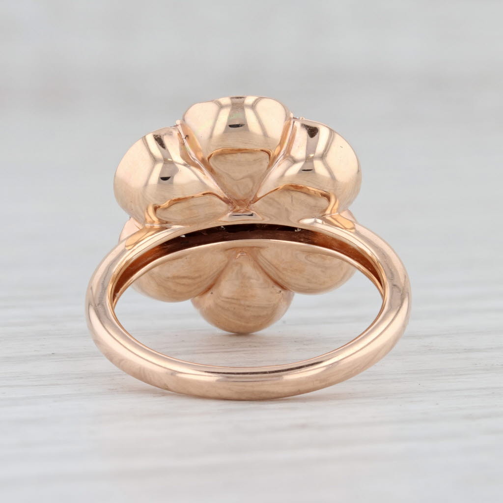 Light Gray 0.59ctw Champagne White Diamond Flower Ring 14k Rose Gold Size 6.75 Cocktail