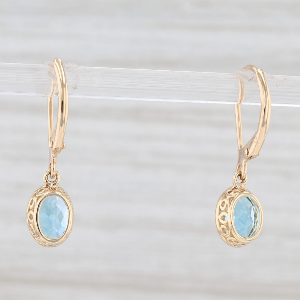 Light Gray New 1.68ctw Blue Topaz Drop Earrings 14k Yellow Gold December Birthstone