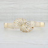 Light Gray 2.90ctw Diamond Bow Bangle Bracelet 18k Yellow Gold 7"