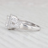 Light Gray 0.75ctw Princess Diamond Halo Engagement Ring 14k White Gold Size 5.75