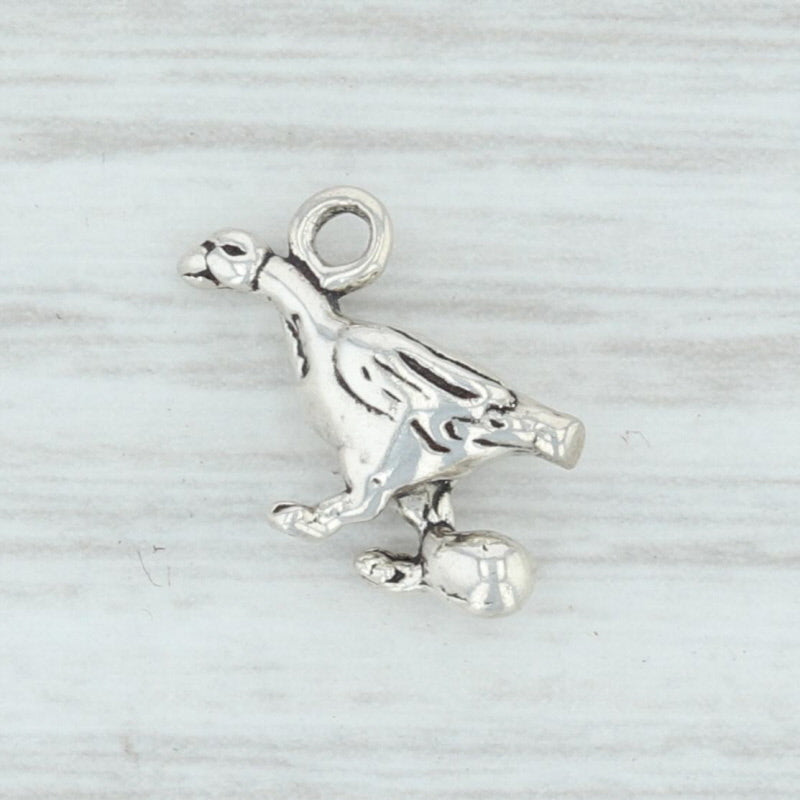 Light Gray Goose & Egg Charm Sterling Silver 12 Days of Christmas Geese aLaying