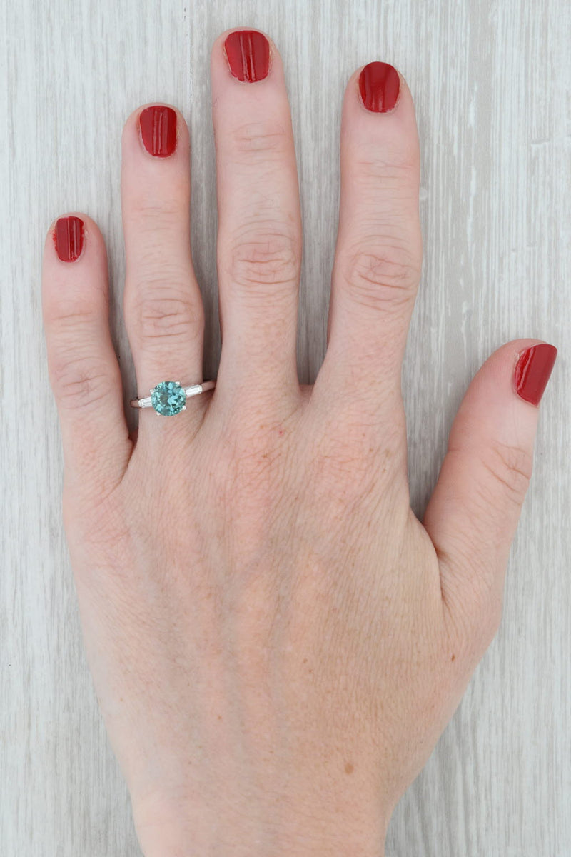 Gray 1.77ctw Blue Sapphire Diamond Ring Platinum Size 5 Engagement Solitaire