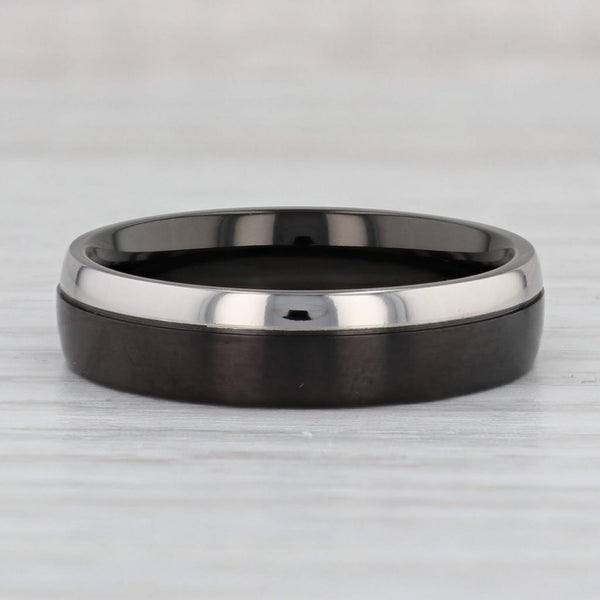 Light Gray New 2-Toned Black Titanium Ring Size 11.25 Men's Wedding Band