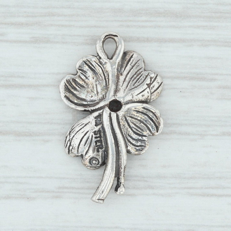 Light Gray Dogwood Flower Charm Sterling Silver Floral Pendant Our State North Carolina