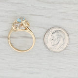 Light Gray 0.78ctw Aquamarine Diamond Bypass Ring 14k Yellow Gold Size 6 March Birthstone