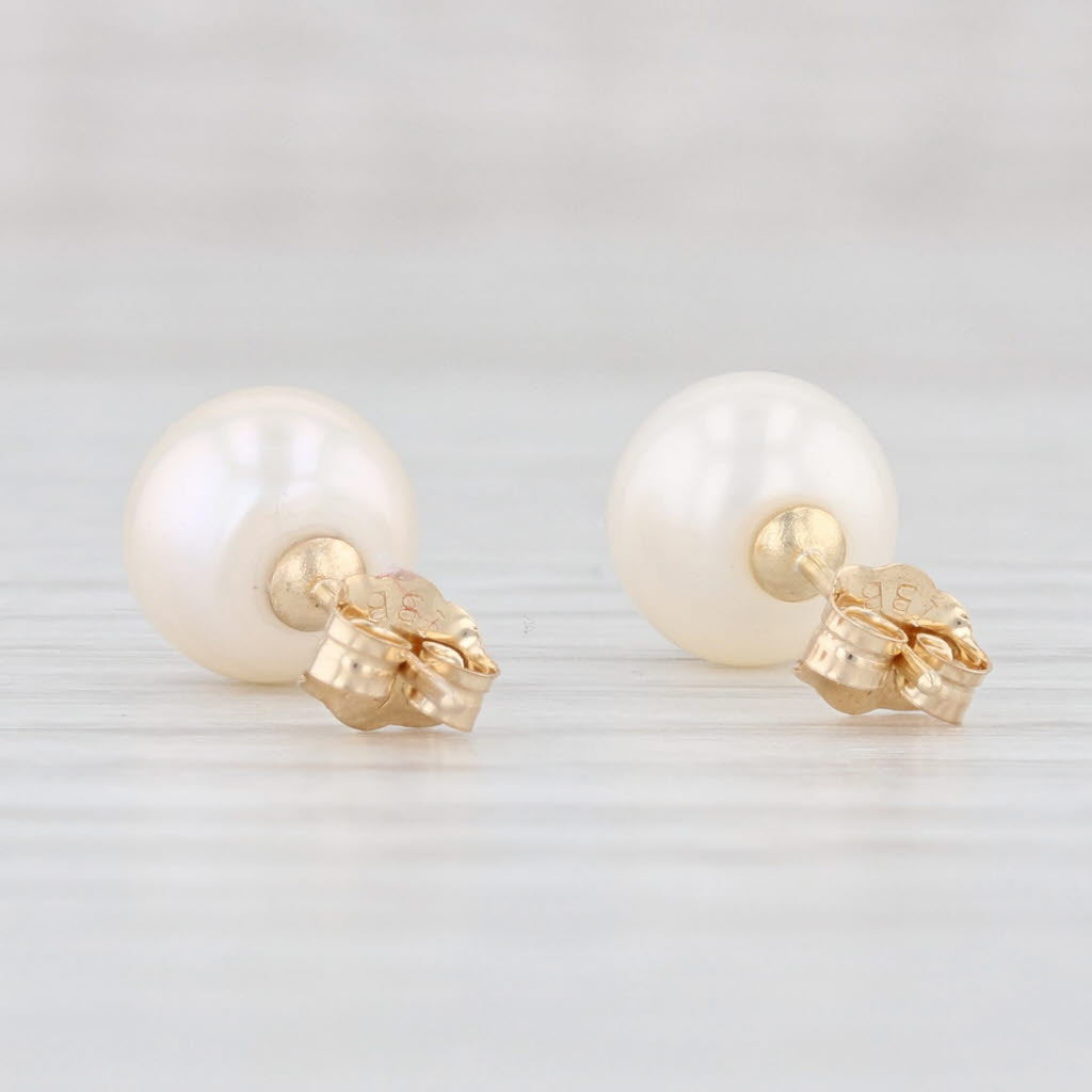 Light Gray Freshwater Cultured Pearl Stud Earrings 14k Yellow Gold June Birthstone