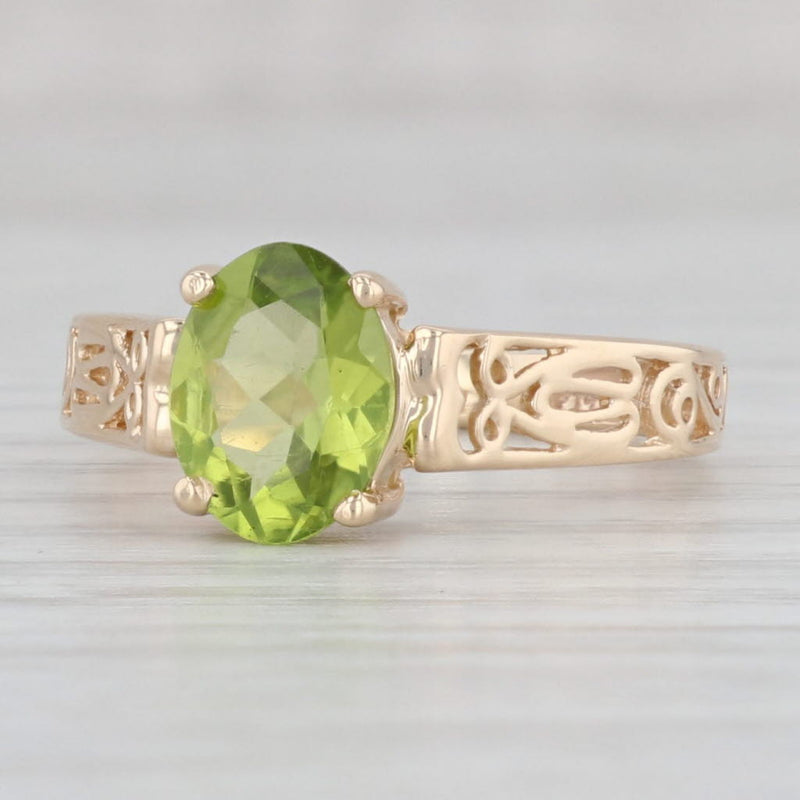 1.60ct Oval Peridot Solitaire Ring 14k Yellow Gold Size 8.25 August Birthstone