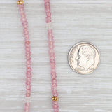 New Nina Nguyen Pink Topaz Bead Necklace Sterling Gold Vermeil Adjustable 36"